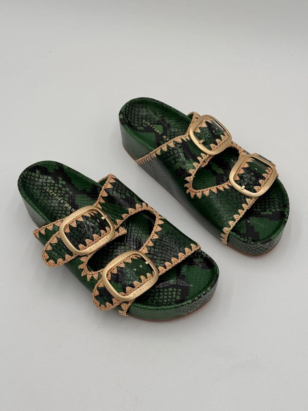 NEW Loeffler Randall Theo Two Band Sandals Shoes in Green size 9